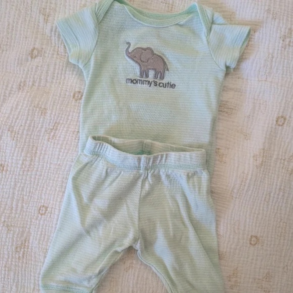 Mommy's Cutie Green Elephant Kids Matching Set